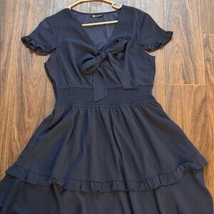 Chic Navy Blue Mini Dress with Bow